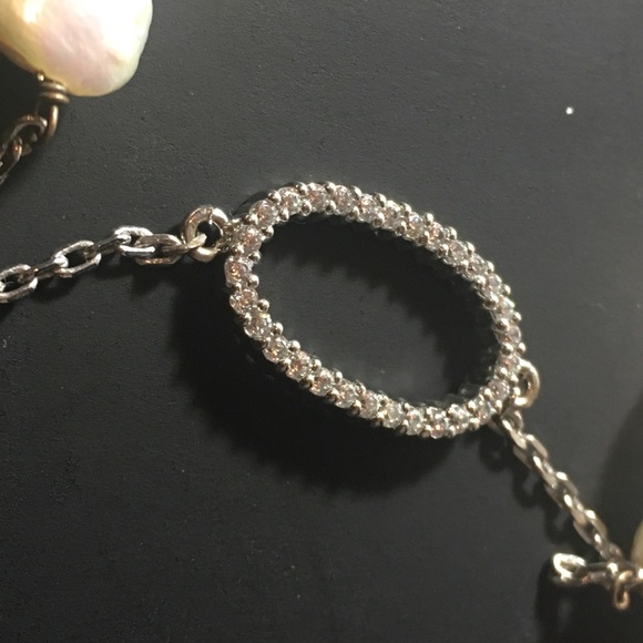 Sterling Silver Mother of Pearl CZ Necklace - Picture 3 of 5